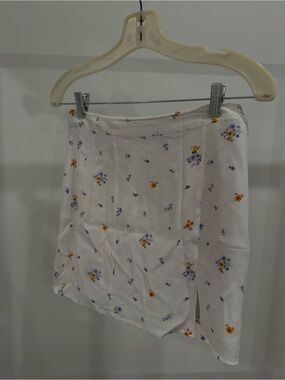 Forever 21 White Mini Skirt with Purple & Yellow Floral Print